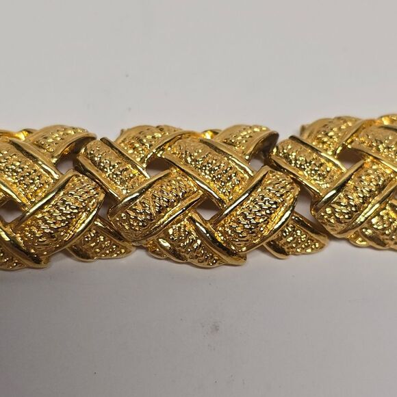 Vintage 90s Anne Klein Gold Metal Chunky Statement Necklace Choker Collar - Picture 3 of 10